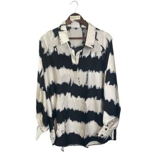 HOUSE OF JOR no label black white stripe blouse // 1X